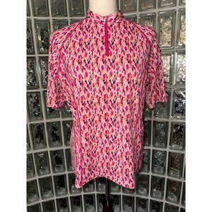 Coolibar Freestyle 3/4 Zip Rash Guard Short Sleeve - size Large - J